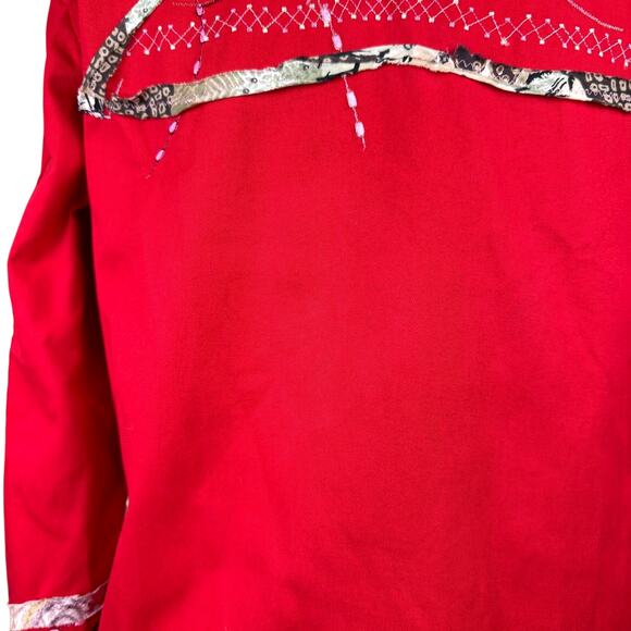Coldwater Creek Red Woven Embroidered Embellished Art to Wear Button Jacket - Picture 9 of 11